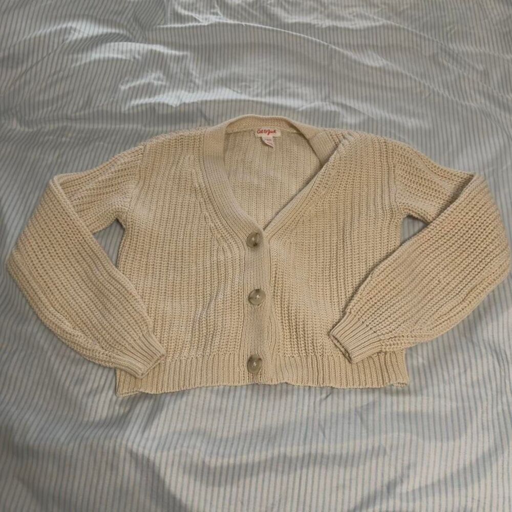 Cat-jack Women's Cream and Tan Cardigan